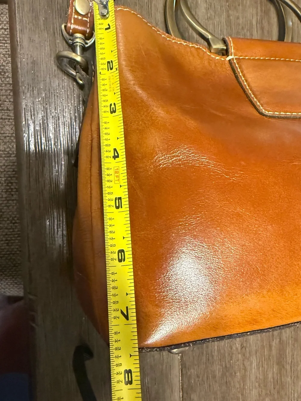 Patricia Nash Empoli Full Grain Leather Satchel with Metal Ring Handles